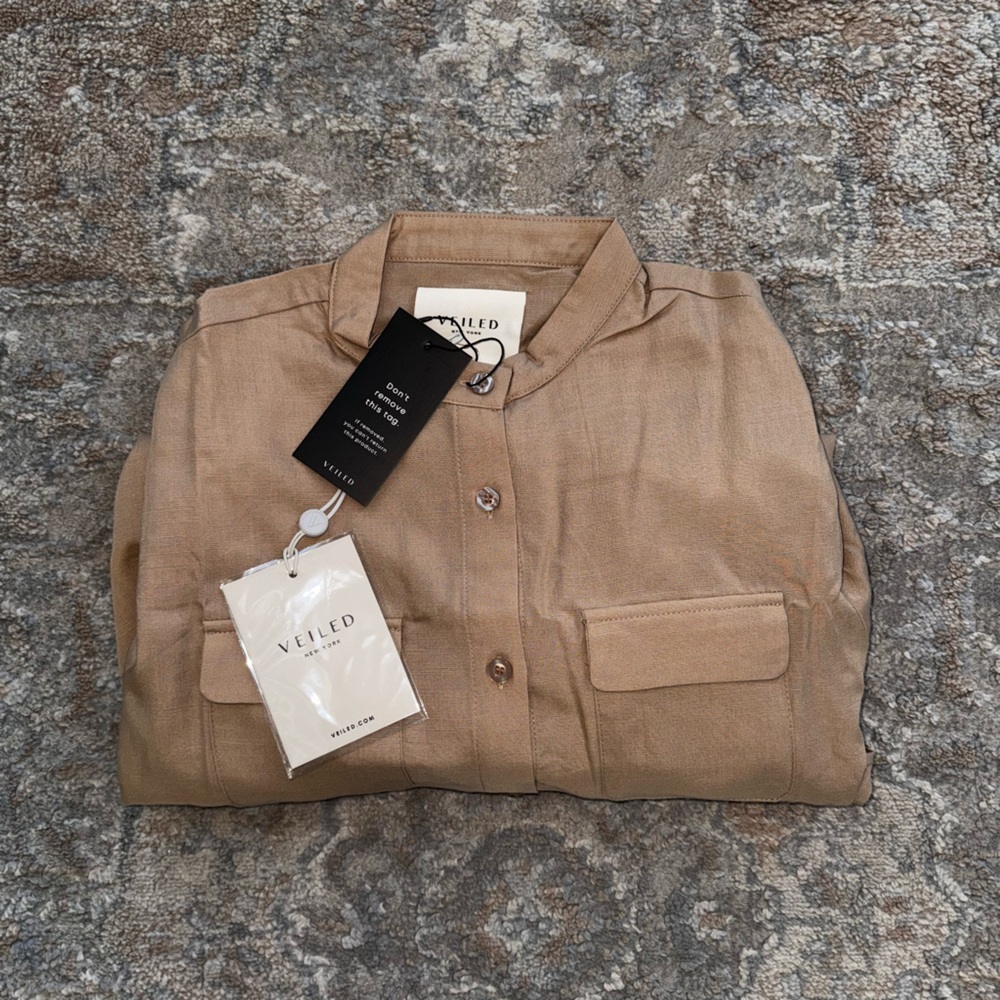 VEILED- Lamia Cotton Linen Button Down Top - Picture 5 of 5